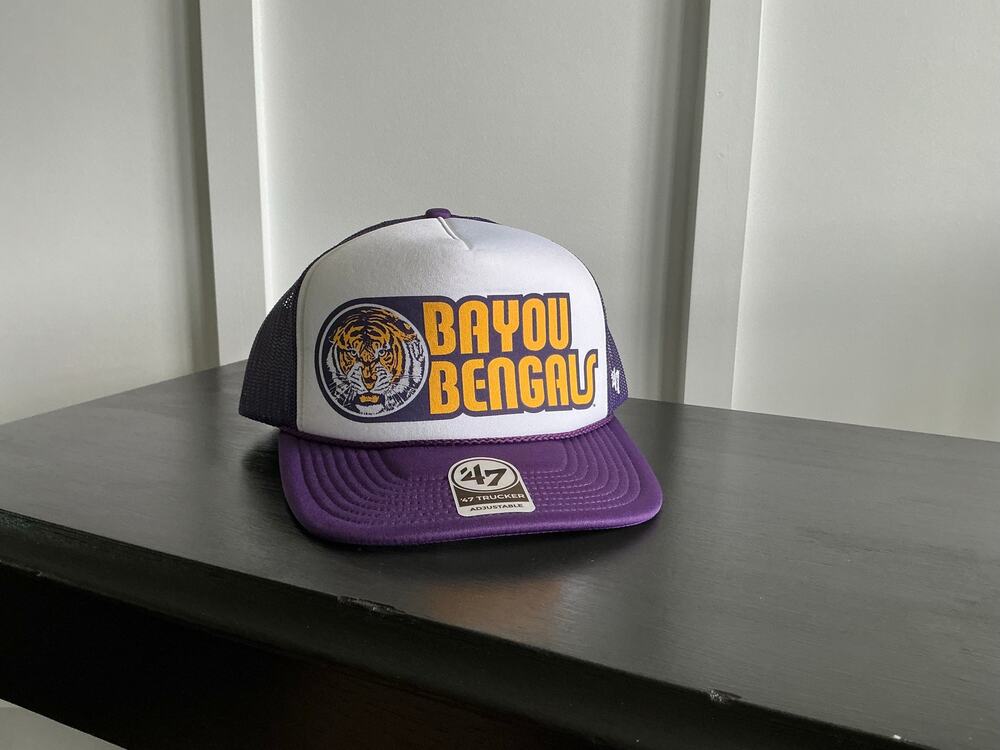 '47 Brand LSU Tigers Bayou Bengals Trucker Snapback Hat Purple White NWT